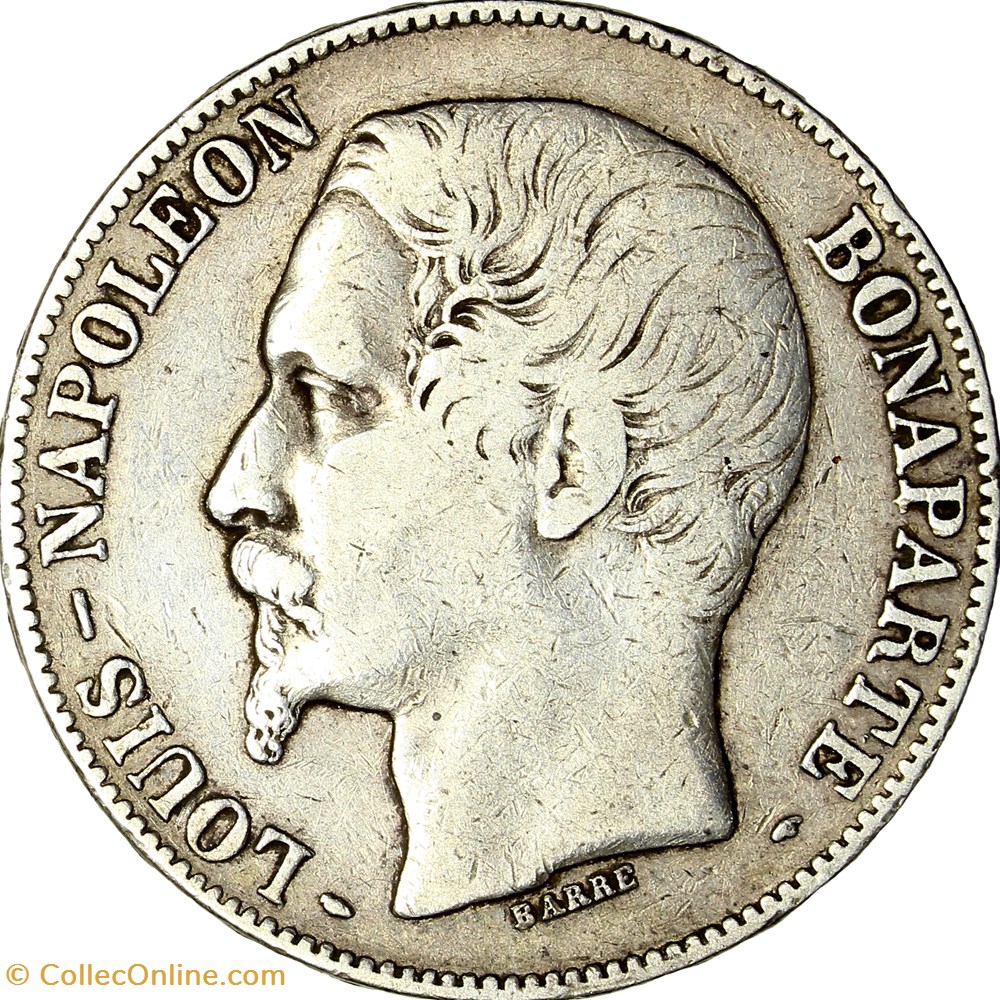 5 francs Louis-Napoléon Bonaparte, 2e type, IIe République, 1852, Paris monnaies monde france 5 francs louis napoleon bonaparte 2e type iie republique 1852 paris