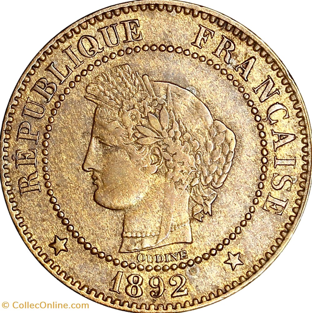 2 centimes Cérès, IIIe République, 1892, Paris monnaies monde france 2 centimes ceres iiie republique 1892 paris