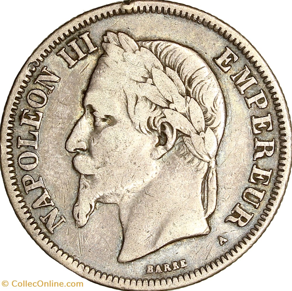 2 francs, tête laurée, Napoléon III, 1869, Paris monnaies monde france 2 francs tete lauree napoleon iii 1869 paris
