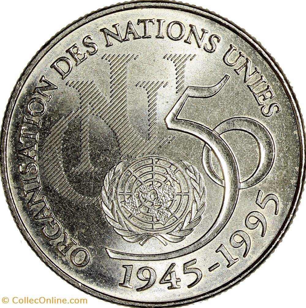 5 francs ONU, BU, 1995 monnaies monde france 5 francs onu bu 1995