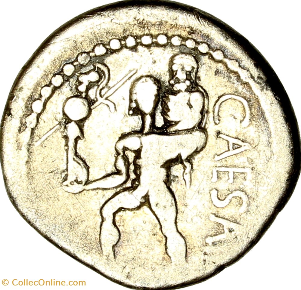 Denarius of Julius Caesar, Aeneas, 47-46 AC., Africa monnaies antiques romaines republicaines imperiales denarius of julius caesar aeneas 47 46 ac africa