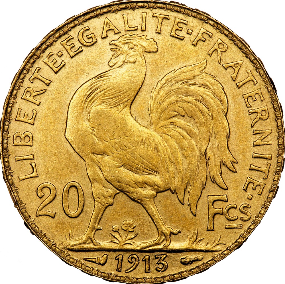 20 francs Coq, IIIe République, 1913 monnaies monde france 20 francs coq iiie republique 1913