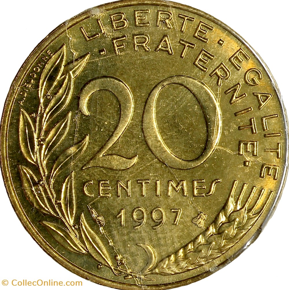 monnaies monde france 20 centimes marianne bu 1997