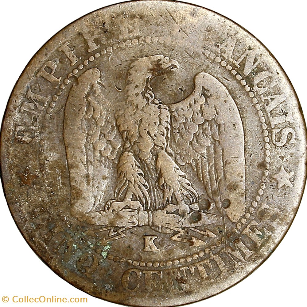 Cinq centimes, tête laurée, Napoléon III, 1862, Bordeaux monnaies monde france cinq centimes tete lauree napoleon iii 1862 bordeaux