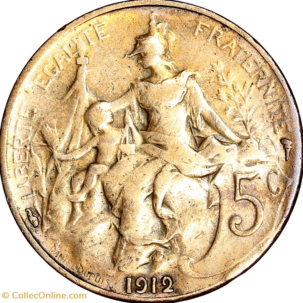 monnaies monde france 5 centimes daniel dupuis iiie republique 1912