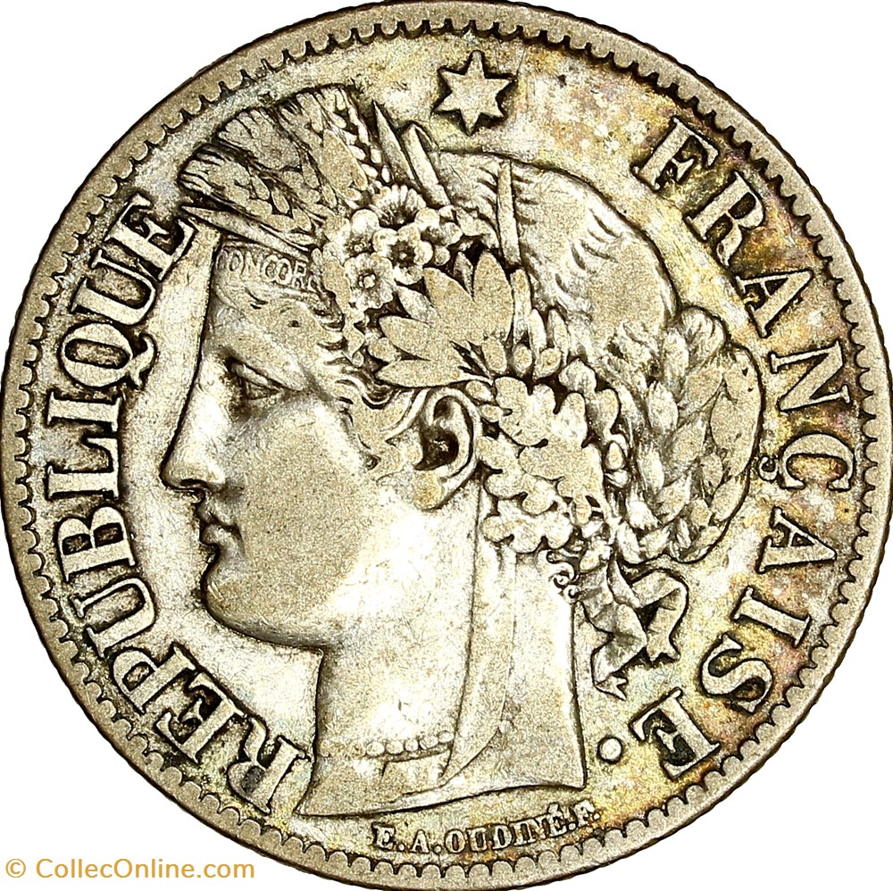 2 francs Cérès, avec légende, IIIe République, 1895, Paris monnaies monde france 2 francs ceres avec legende iiie republique 1895 paris