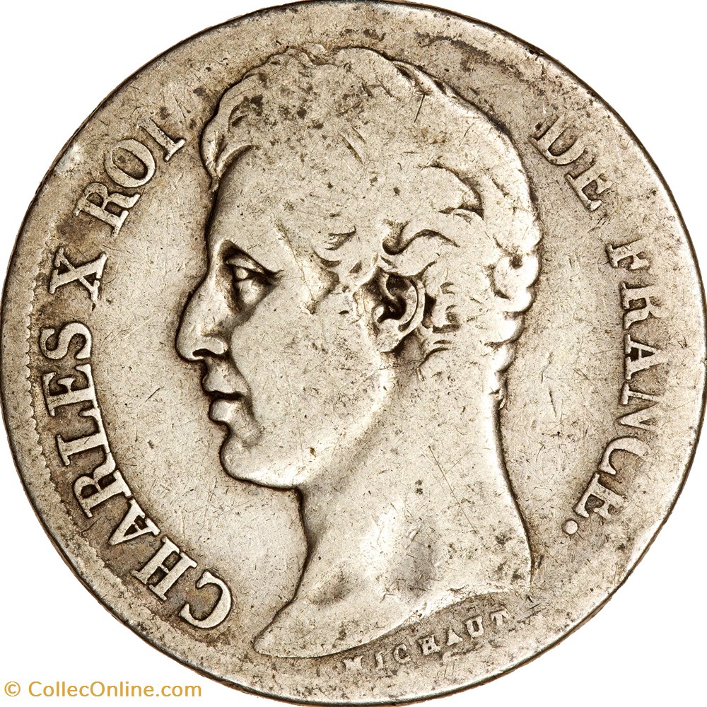 2 francs, Charles X, 1827, Paris monnaies monde france 2 francs charles x 1827 paris