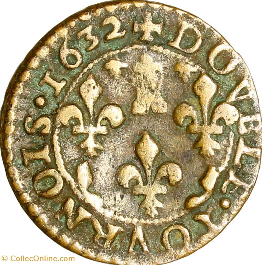 monnaies europe medievale france feodales double tournois de frederic maurice de la tour auvergne 1632 sedan