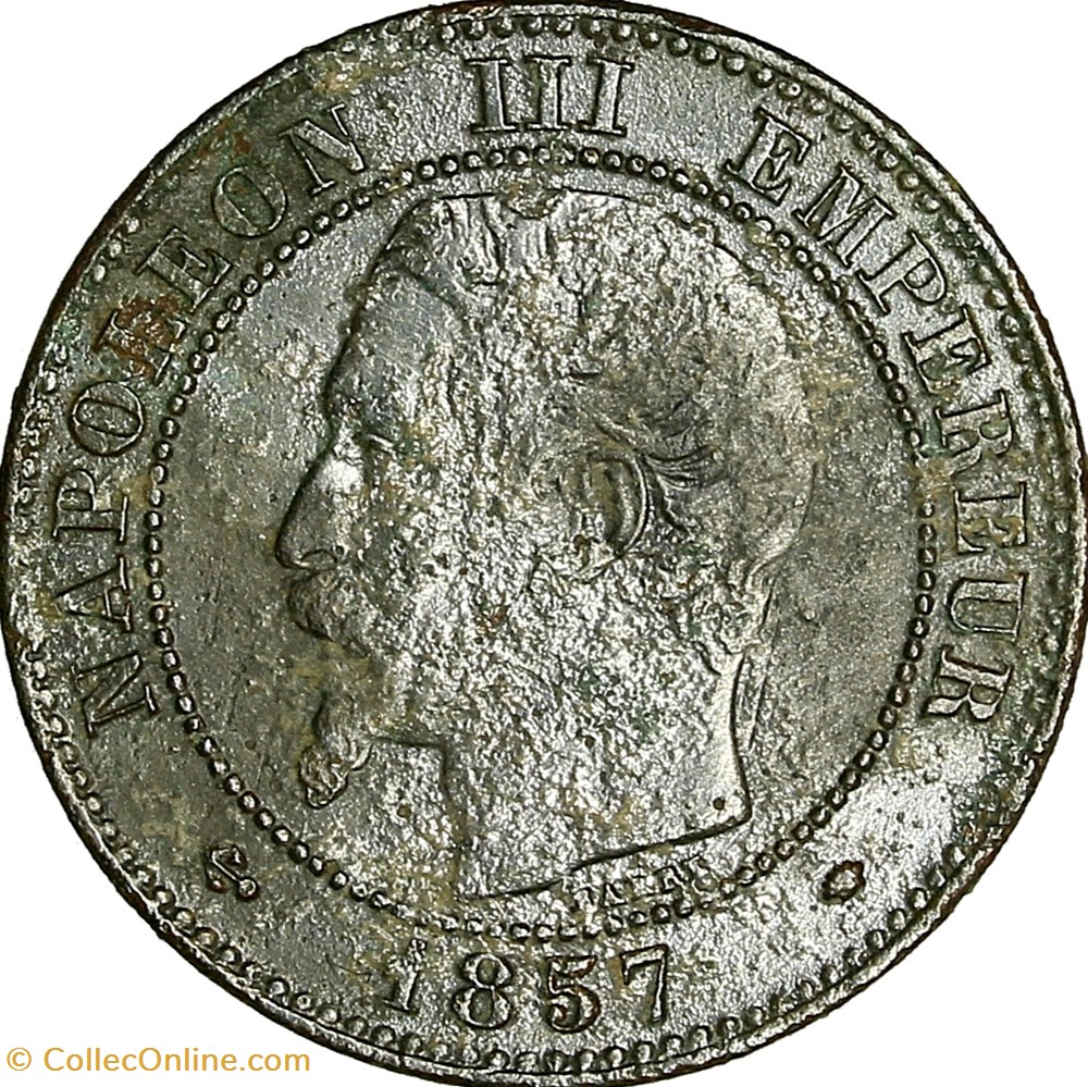 Deux centimes, tête nue, Napoléon III, 1857, Marseille monnaies monde france deux centimes tete nue napoleon iii 1857 marseille