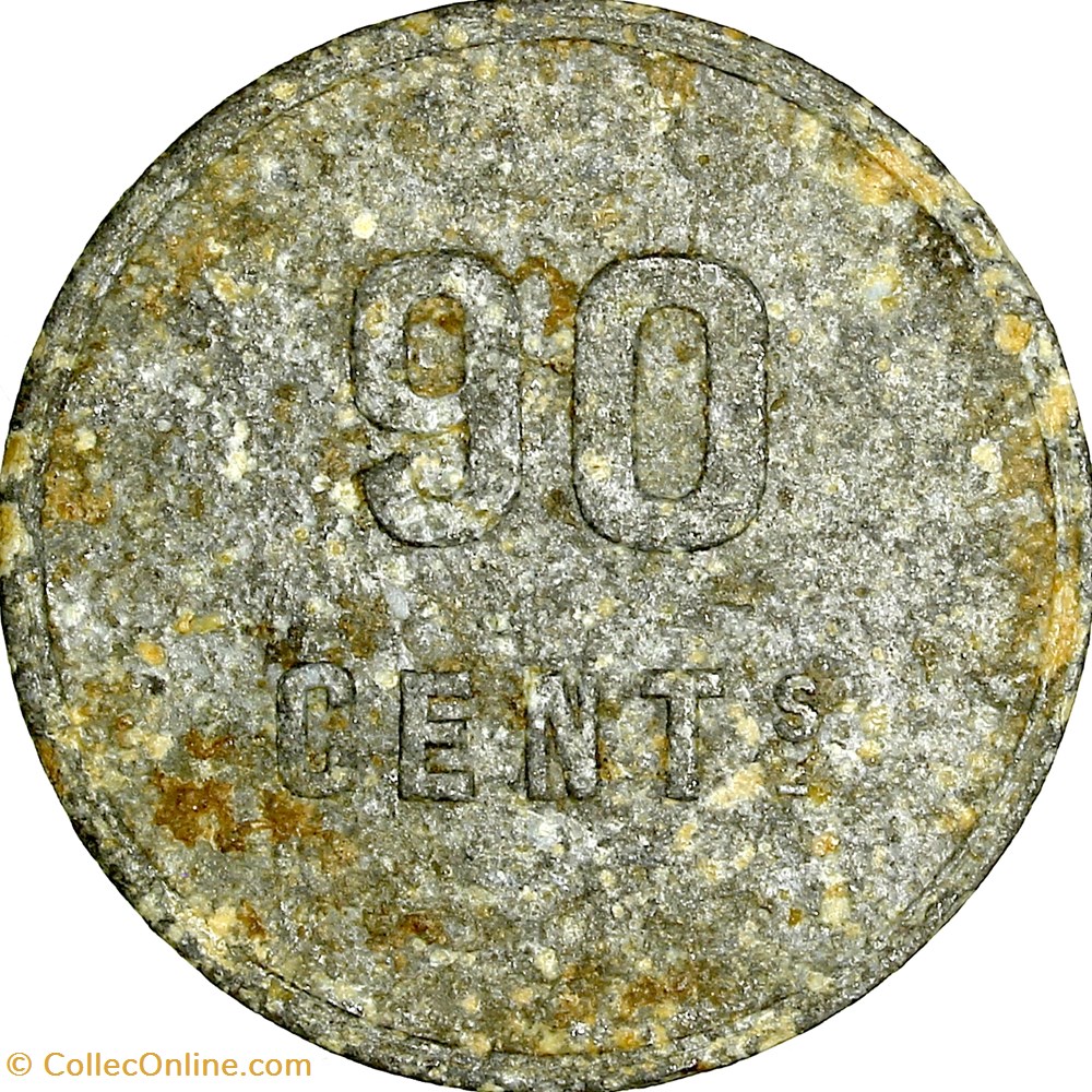 90 centimes, Boulay et Cie à Paris, non daté monnaies monde france 90 centimes boulay et cie a paris non date