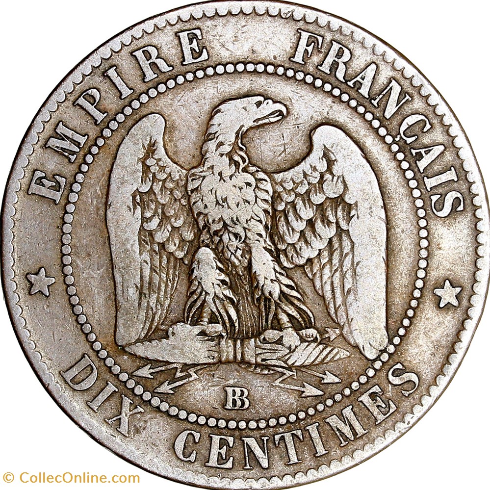 monnaies monde france dix centimes tete nue napoleon iii 1854 grande abeille strasbourg
