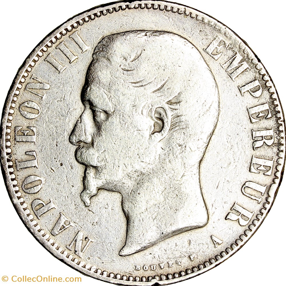 5 francs tête nue, Napoléon III, 1856, Paris monnaies monde france 5 francs tete nue napoleon iii 1856 paris