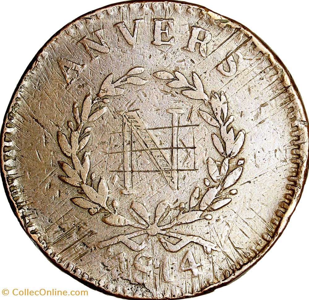 monnaies monde france 10 centimes anvers au n napoleon ier 1814 anvers atelier de wolschot