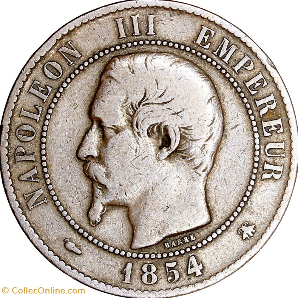 monnaies monde france dix centimes tete nue napoleon iii 1854 grande abeille strasbourg