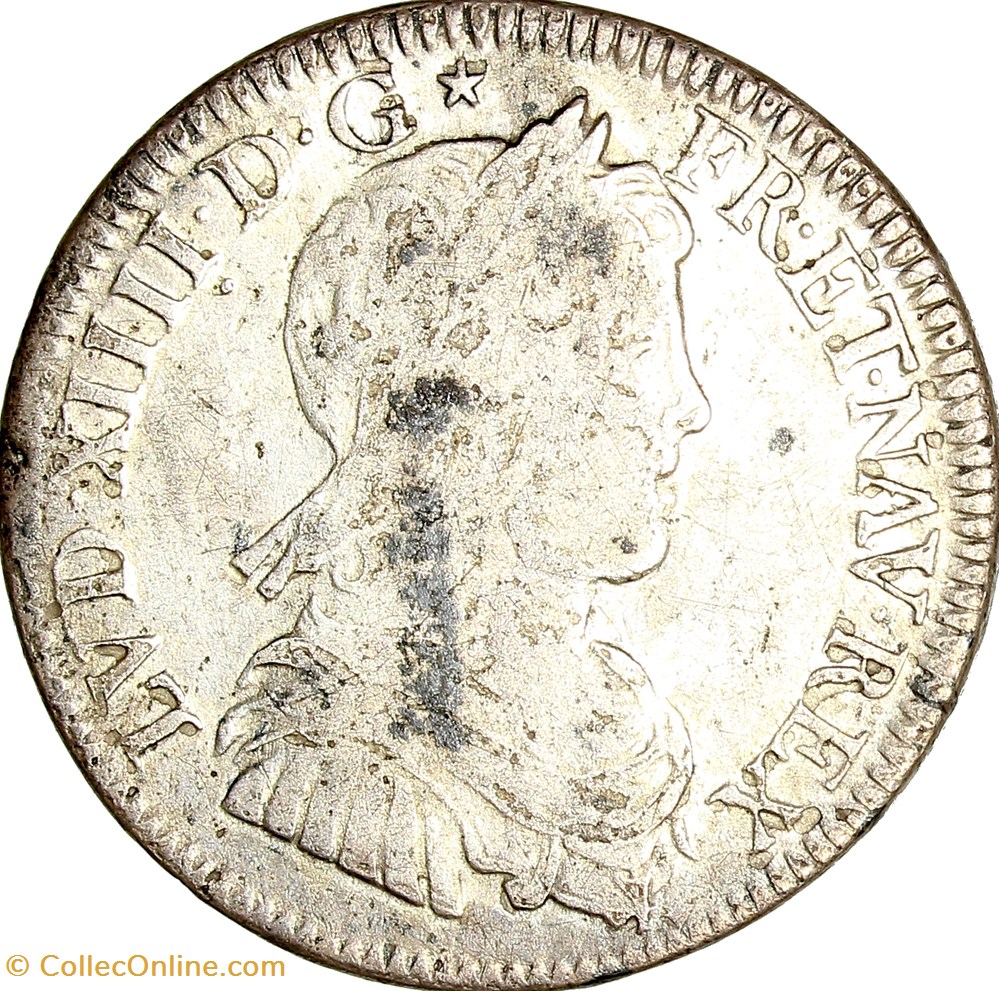 Quart d'écu à la mèche longue, Louis XIV, 1652, Paris monnaies europe medievale france royales quart ecu a la meche longue louis xiv 1652 paris