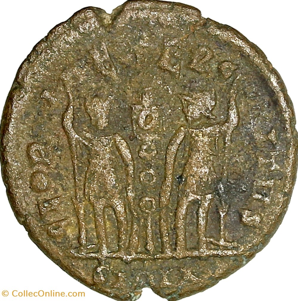 monnaies antiques romaines imperiales et republicaines centenionalis de constans gloria exercitus 1 enseigne 337 340 nicomedie