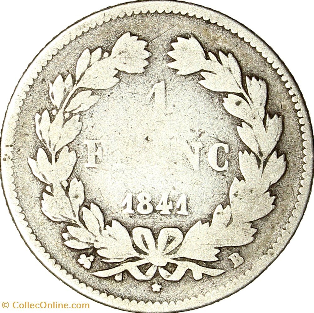 1 franc, couronne de chêne, Louis-Philippe Ier, 1841, Rouen monnaies monde france 1 franc couronne de chene louis philippe ier 1841 rouen