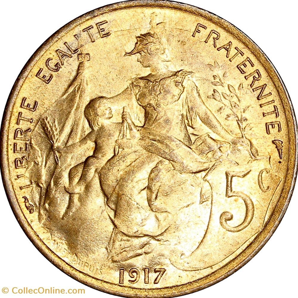 monnaies monde france 5 centimes daniel dupuis iiie republique 1917