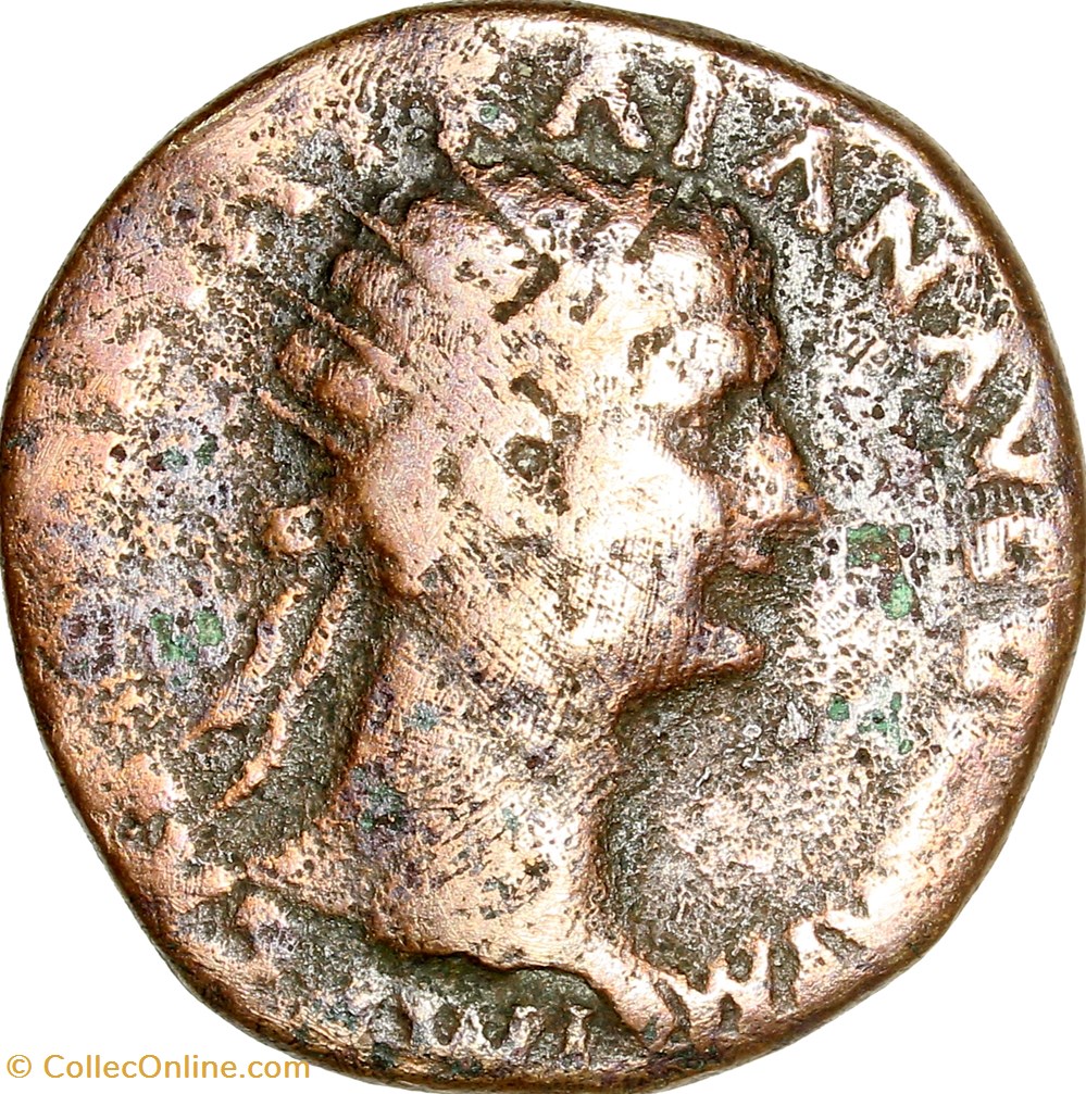 Dupondius de Trajan, Abundantia / Iustitia, 100, Rome monnaies antiques romaines imperiales et republicaines dupondius de trajan abundantia iustitia 100 rome