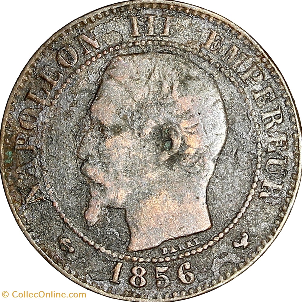 Deux centimes, tête nue, Napoléon III, 1856, Lille monnaies monde france deux centimes tete nue napoleon iii 1856 lille