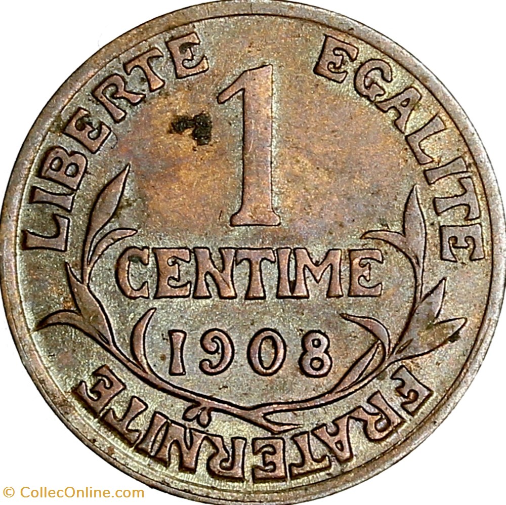 monnaies monde france 1 centime daniel dupuis iiie republique 1908