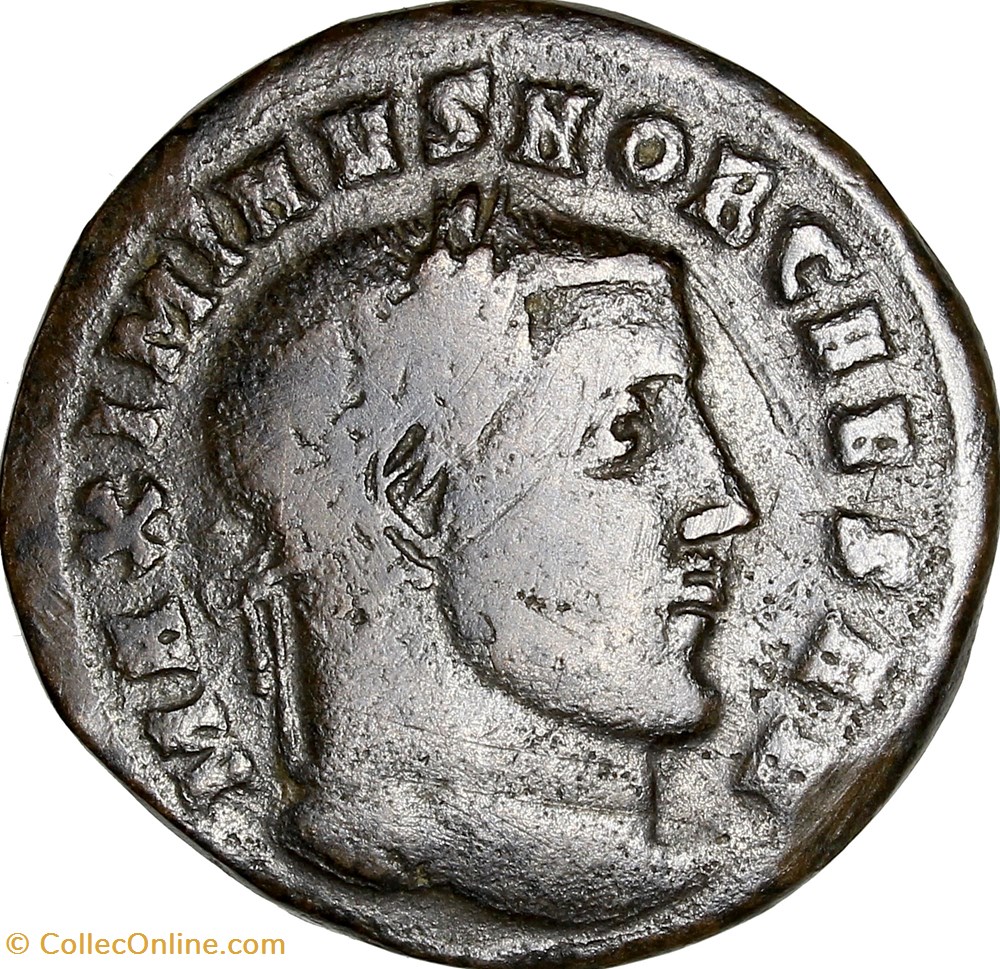 Follis de Maximin II Daïa césar, Virtus, 305, Ticinum monnaies antiques romaines imperiales et republicaines follis de maximin ii daia cesar virtus 305 ticinum