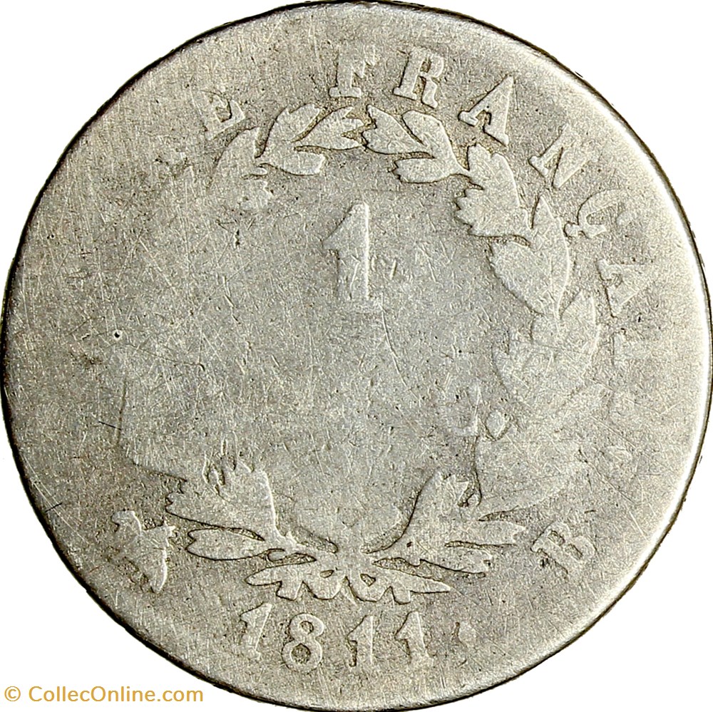1 franc, tête laurée, Empire, Napoléon Ier, 1811, Rouen monnaies monde france 1 franc tete lauree empire napoleon ier 1811 rouen