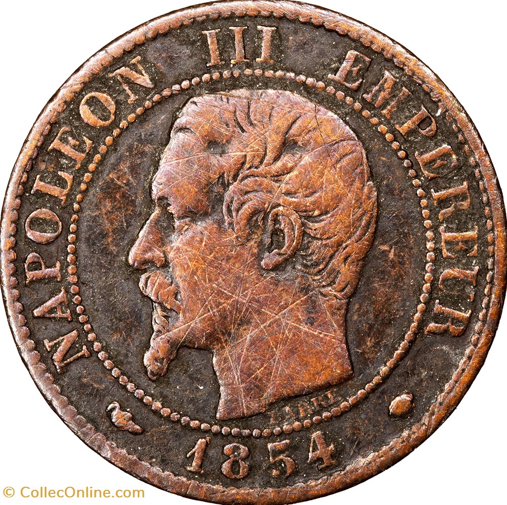 Un centime, tête nue, Napoléon III, 1854, Marseille monnaies monde france un centime tete nue napoleon iii 1854 marseille