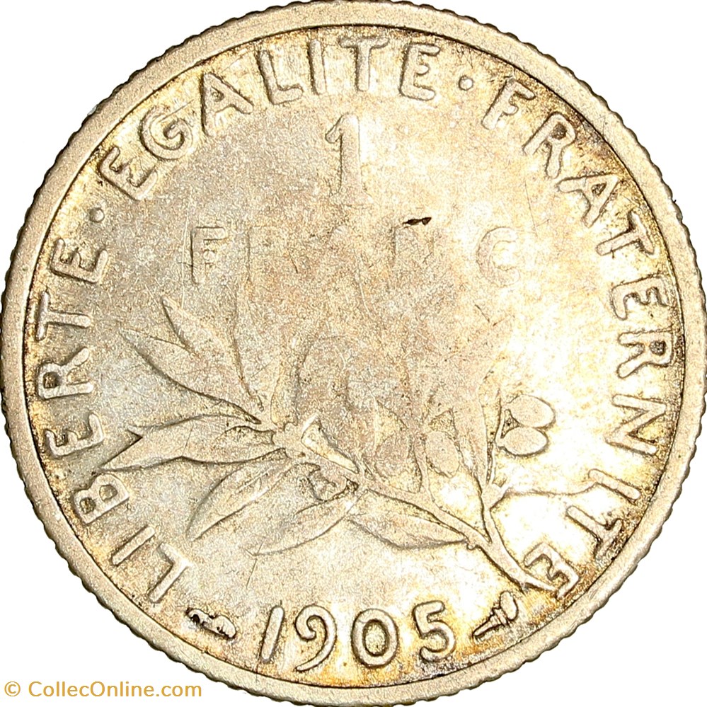 1 franc Semeuse, IIIe République, 1905 monnaies monde france 1 franc semeuse iiie republique 1905