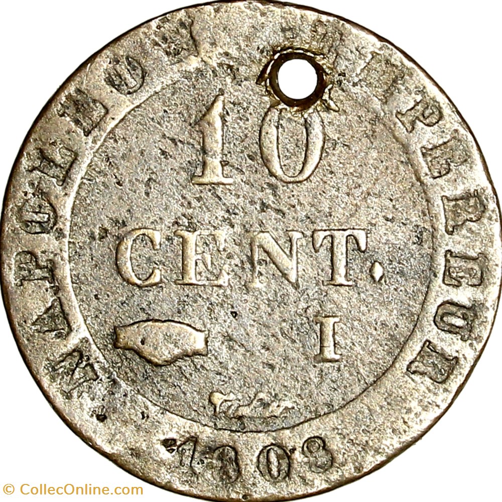 10 cent. à l'N couronnée, Napoléon Ier, 1808, Limoges monnaies monde france 10 cent a n couronnee napoleon ier 1808 limoges
