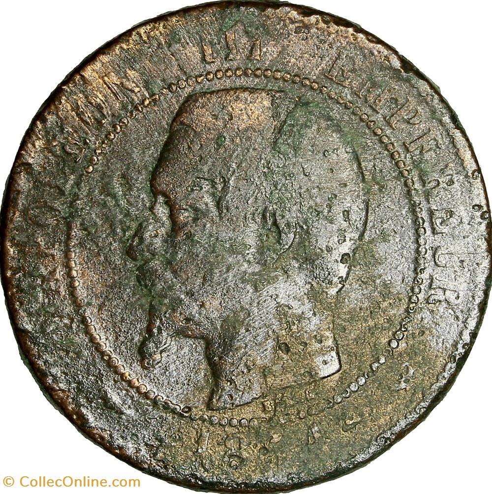 Dix centimes, tête nue, Napoléon III, 1854, Lille monnaies monde france dix centimes tete nue napoleon iii 1854 lille