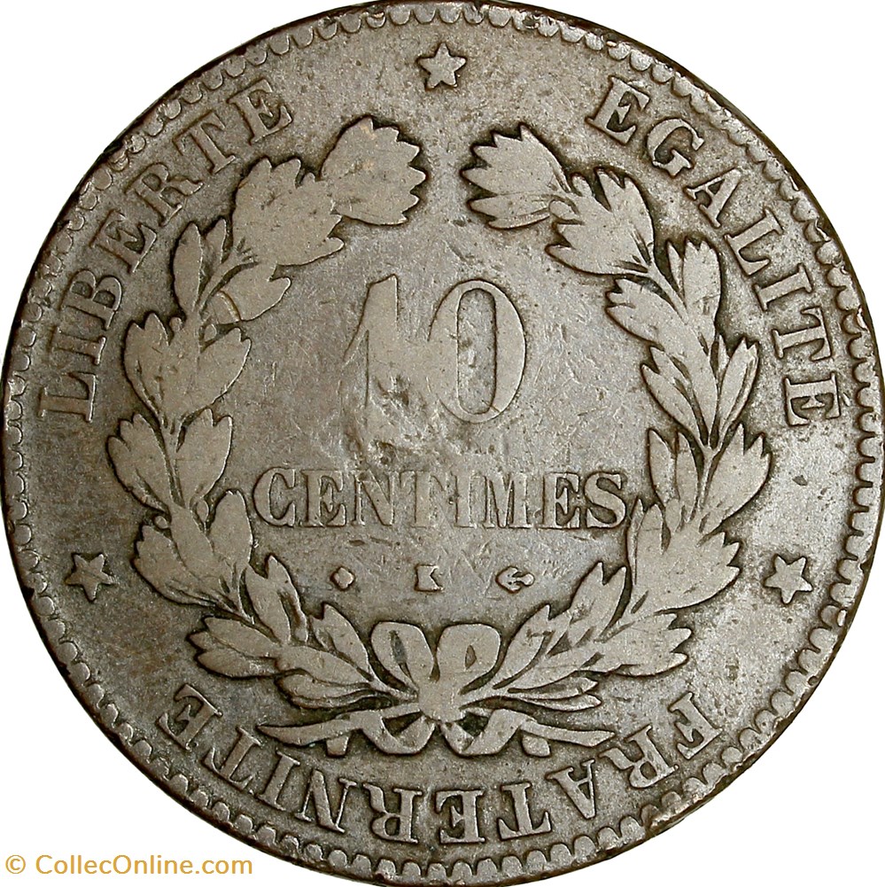 10 centimes Cérès, IIIe République, 1875, Bordeaux monnaies monde france 10 centimes ceres iiie republique 1875 bordeaux