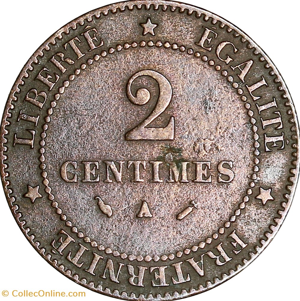 2 centimes Cérès, IIIe République, 1882, Paris monnaies monde france 2 centimes ceres iiie republique 1882 paris