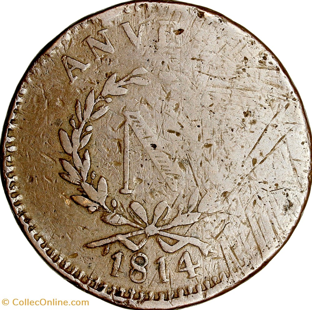 10 centimes d'Anvers au N, Napoléon Ier, 1814, Anvers, atelier de Wolschot monnaies monde france 10 centimes anvers au n napoleon ier 1814 anvers atelier de wolschot