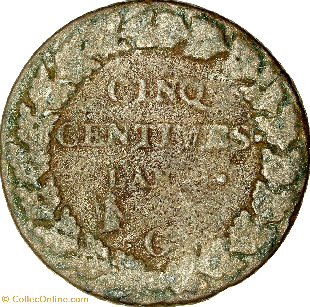 Cinq centimes Dupré, grand module, le Consulat, an 9, Genève monnaies monde france cinq centimes dupre grand module le consulat an 9 geneve