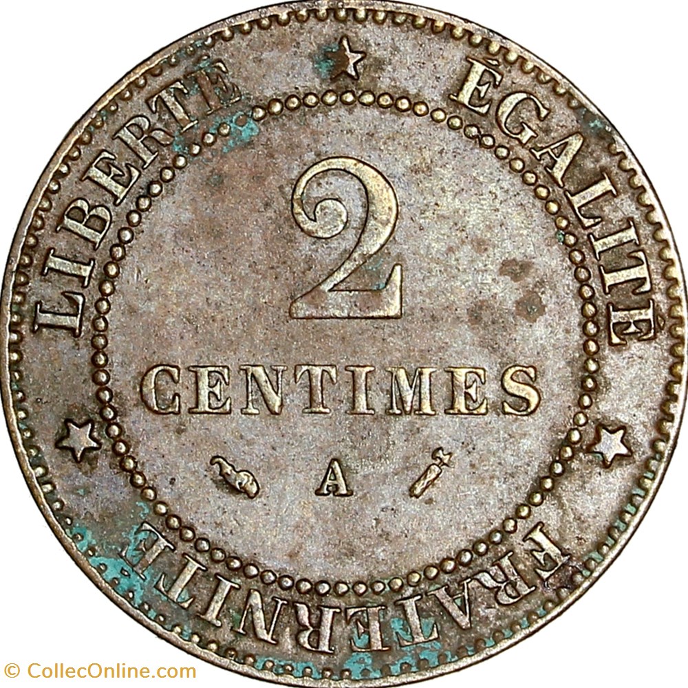 monnaies monde france 2 centimes ceres iiie republique 1887 paris