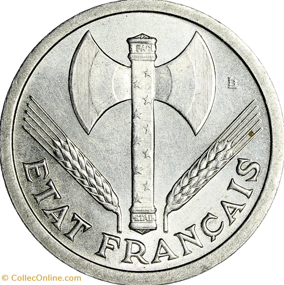2 francs francisque, Etat Français, 1943 monnaies monde france 2 francs francisque etat francais 1943