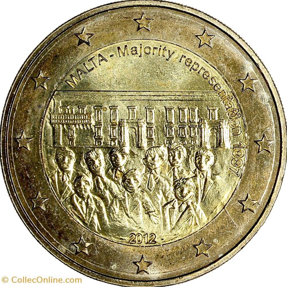 2 euros, majorité représentative de 1887, Malte, 2012, coin fissuré monnaies 2 euros majorite representative de 1887 malte 2012 coin fissure