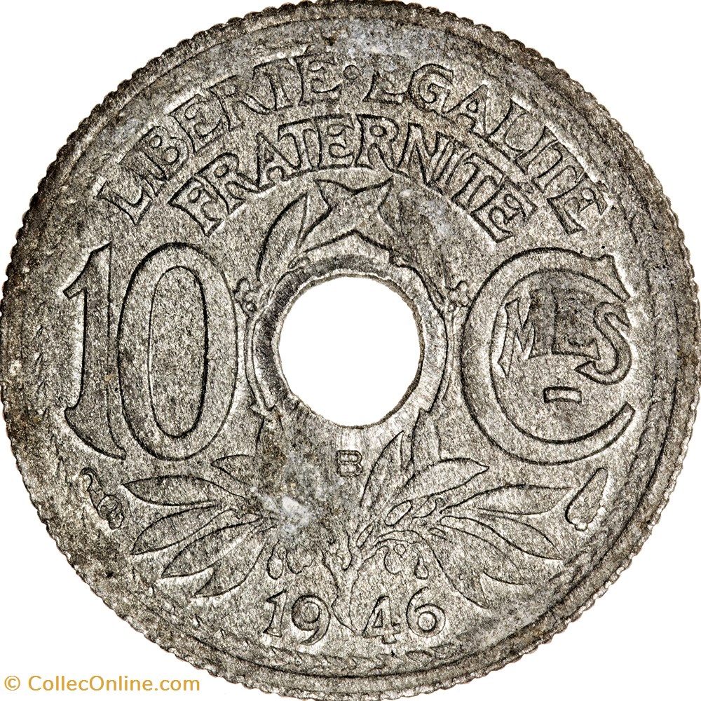10 centimes Lindauer, petit module, GPRF, 1946, Beaumont-le-Roger monnaies monde france 10 centimes lindauer petit module gprf 1946 beaumont le roger