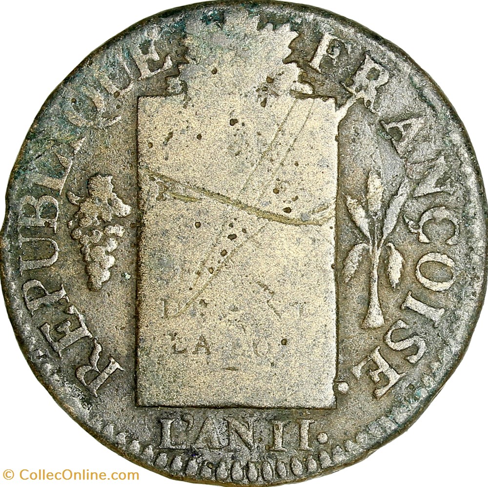 Sol à la table de la loi, daté, la Convention, 1793, an II, Besançon monnaies monde france sol a la table de la loi date la convention 1793 an ii besancon