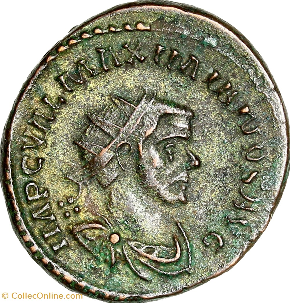 Aurelianus de Maximien Hercule, Jupiter, début - été 287, Lyon monnaies antiques romaines imperiales republicaines aurelianus de maximien hercule jupiter debut ete 287 lyon
