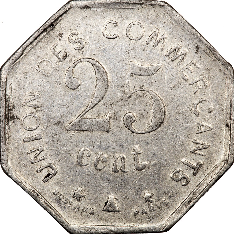 25 centimes, Union des Commerçants de Carcassonne, 1917 monnaies monde france 25 centimes union des commercants de carcassonne 1917