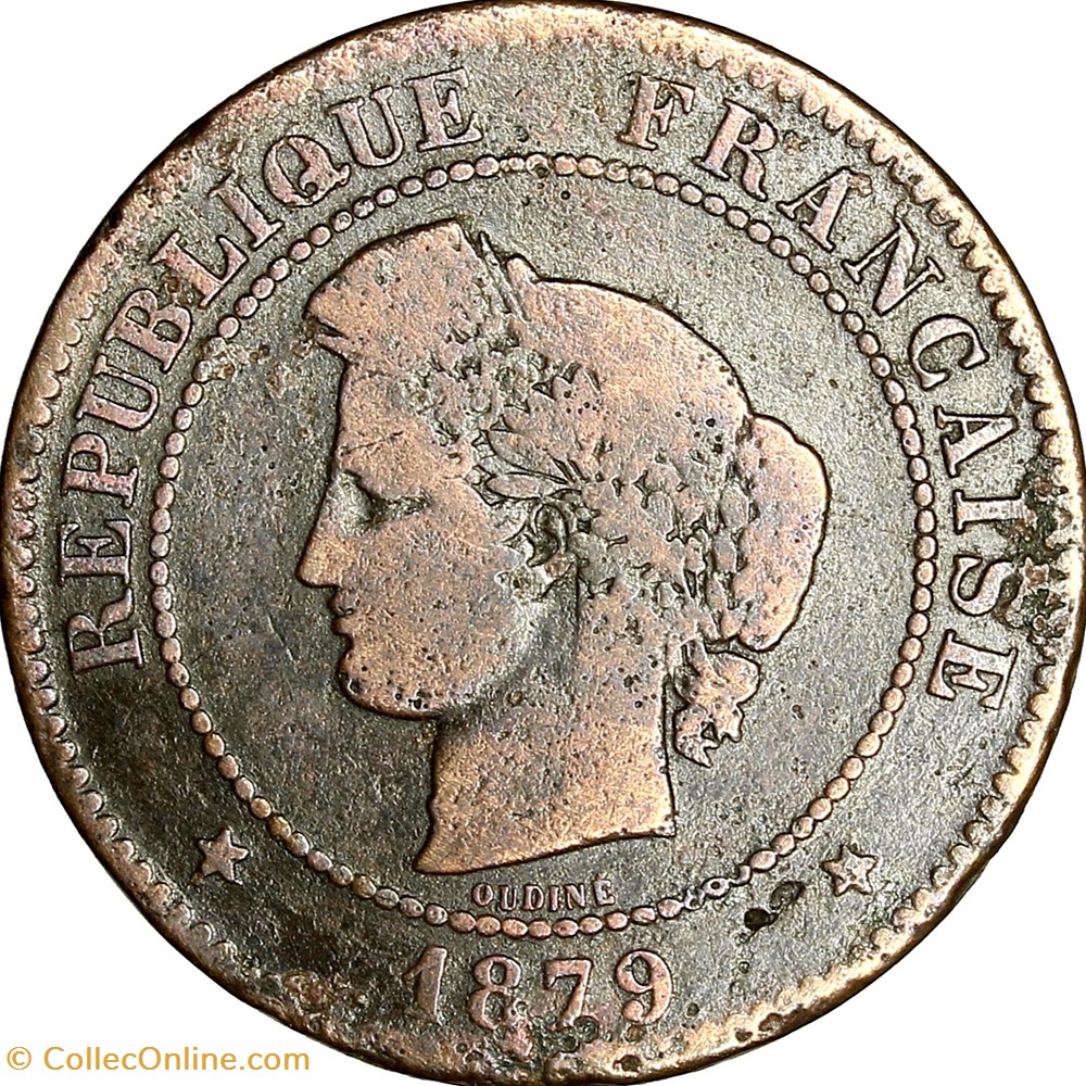 5 centimes Cérès, IIIe République, 1879, ancre barrée, Paris monnaies monde france 5 centimes ceres iiie republique 1879 ancre barree paris