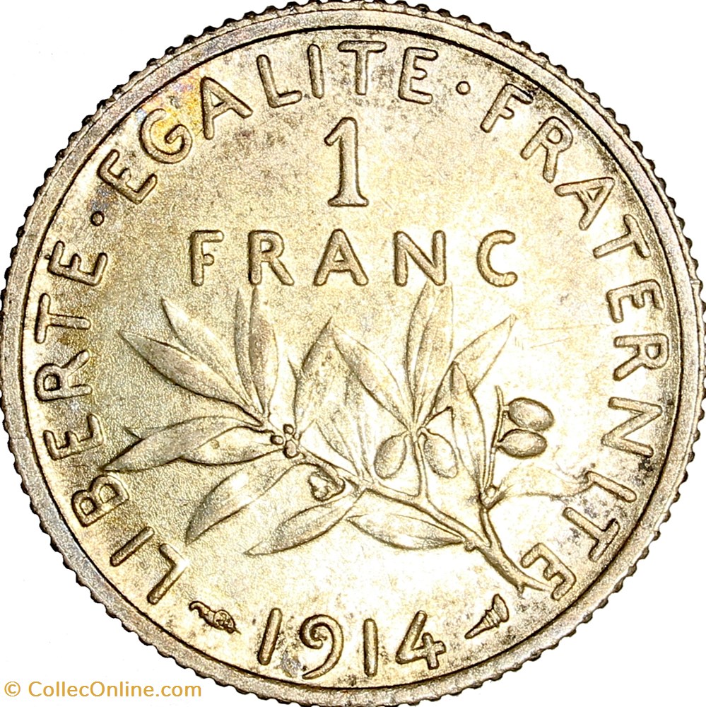 1 franc Semeuse, IIIe République, 1914 monnaies monde france 1 franc semeuse iiie republique 1914