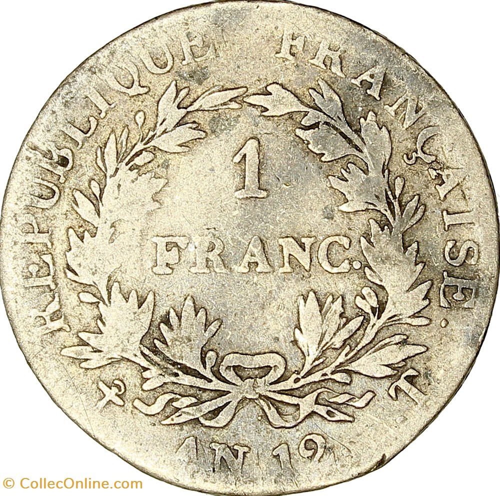 1 franc Bonaparte, Premier Consul, le Consulat, an 12, Nantes monnaies monde france 1 franc bonaparte premier consul le consulat an 12 nantes