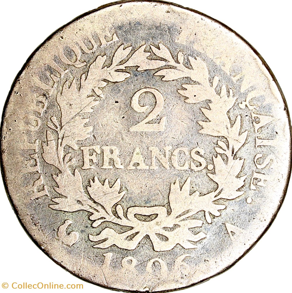 2 francs Napoléon Empereur, calendrier grégorien, Napoléon Ier, 1806, Paris monnaies monde france 2 francs napoleon empereur calendrier gregorien napoleon ier 1806 paris