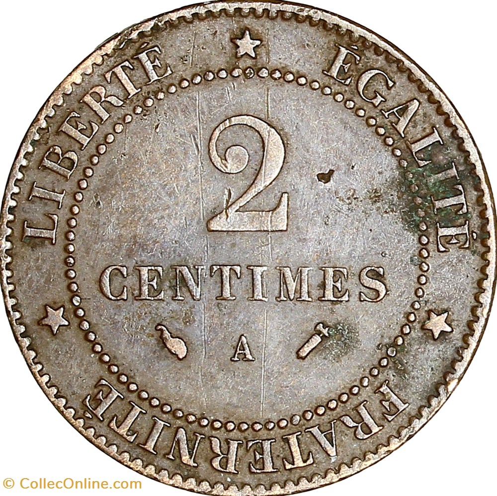 2 centimes Cérès, IIIe République, 1893, Paris monnaies monde france 2 centimes ceres iiie republique 1893 paris