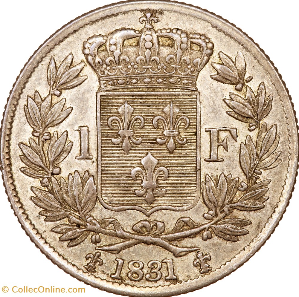 1 franc Henri V, effigie normale, Henri V, 1831, Bruxelles (Würden) monnaies monde france 1 franc henri v effigie normale henri v 1831 bruxelles wurden