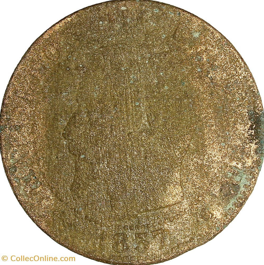 Cinq centimes, tête nue, Napoléon III, 1857, Bordeaux monnaies monde france cinq centimes tete nue napoleon iii 1857 bordeaux