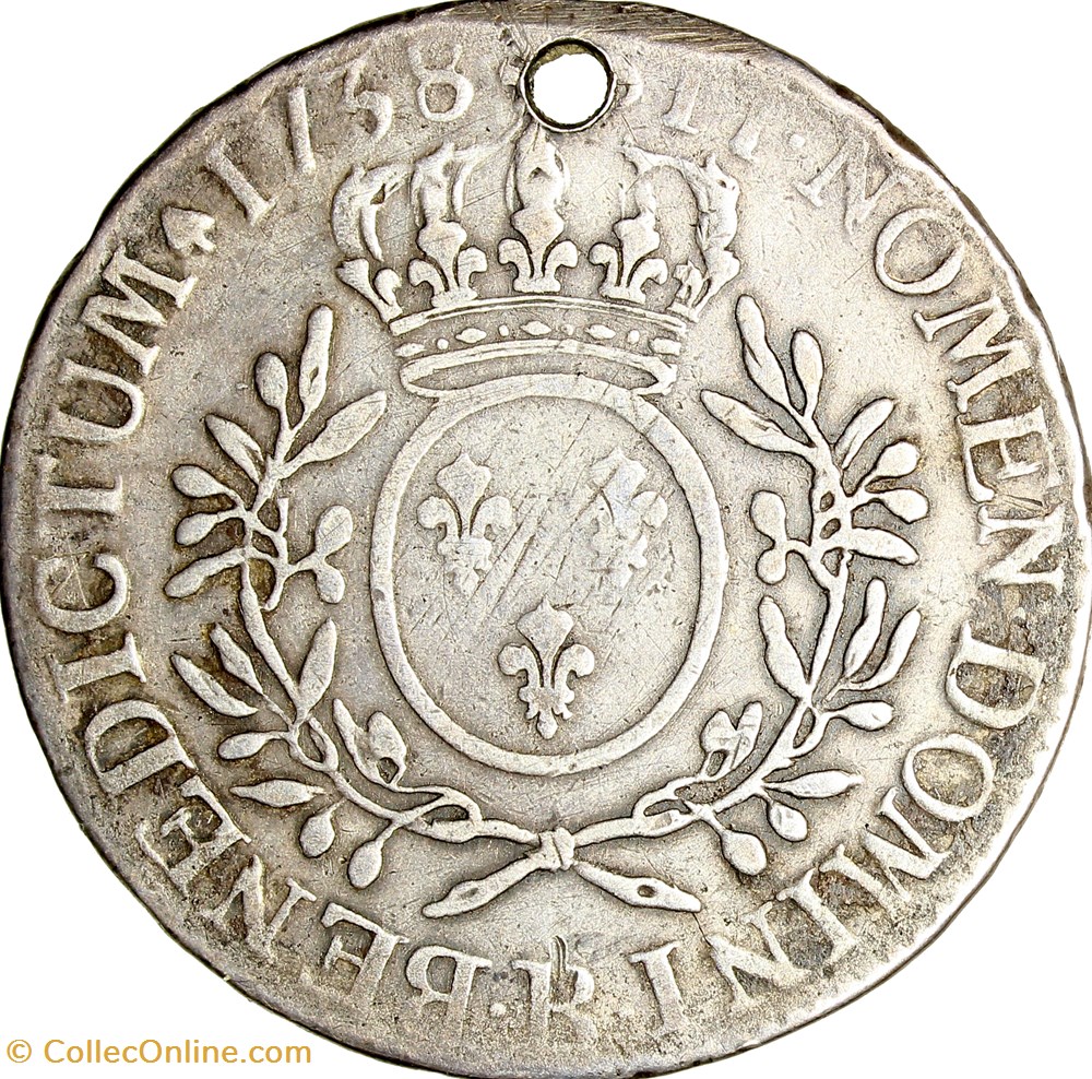 monnaies europe medievale france royales ecu aux branches olivier louis xv 1738 rouen